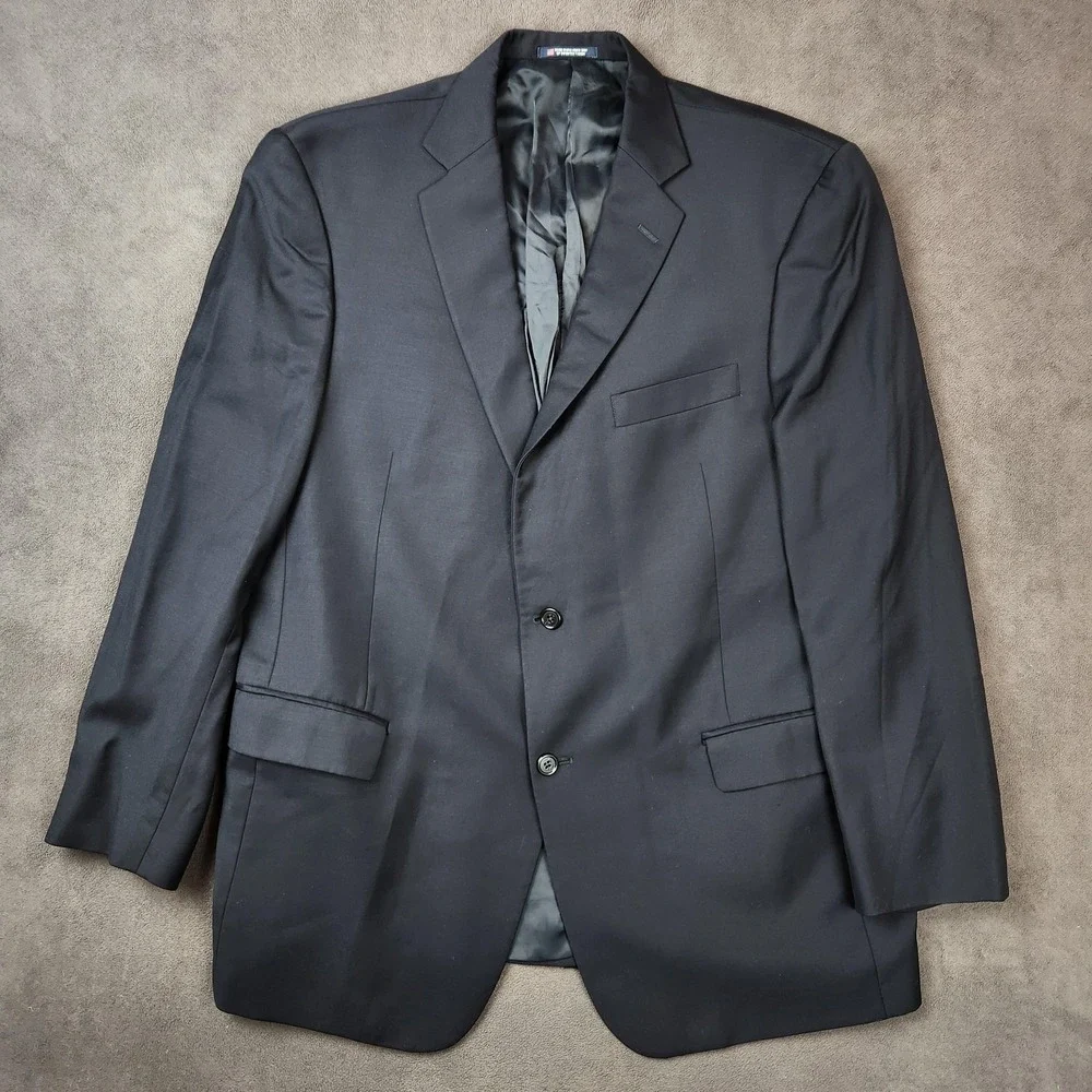 Hart Schaffner Marx Blazer Mens‎ 46R Blue Two Button Double Vent Made in USA